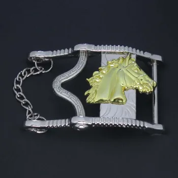 

Cut Out Horse Head With Chain Western Belt Buckle