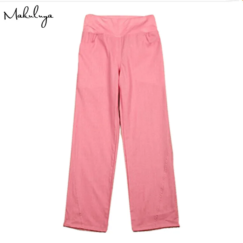 

Makuluya Better Linen factory oem linen pants elastic waist wide leg pants casual pants top straight pants loose trousers L6