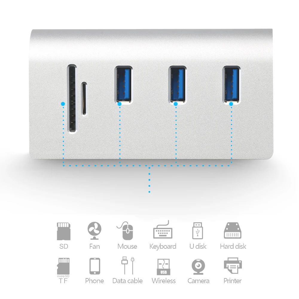 Comprar Rocketek multi usb 3,0 hub adaptador de 3 puertos divisor interfaz de alimentación SD TF lector de tarjetas para MacBook Air accesorios de ordenador portátil