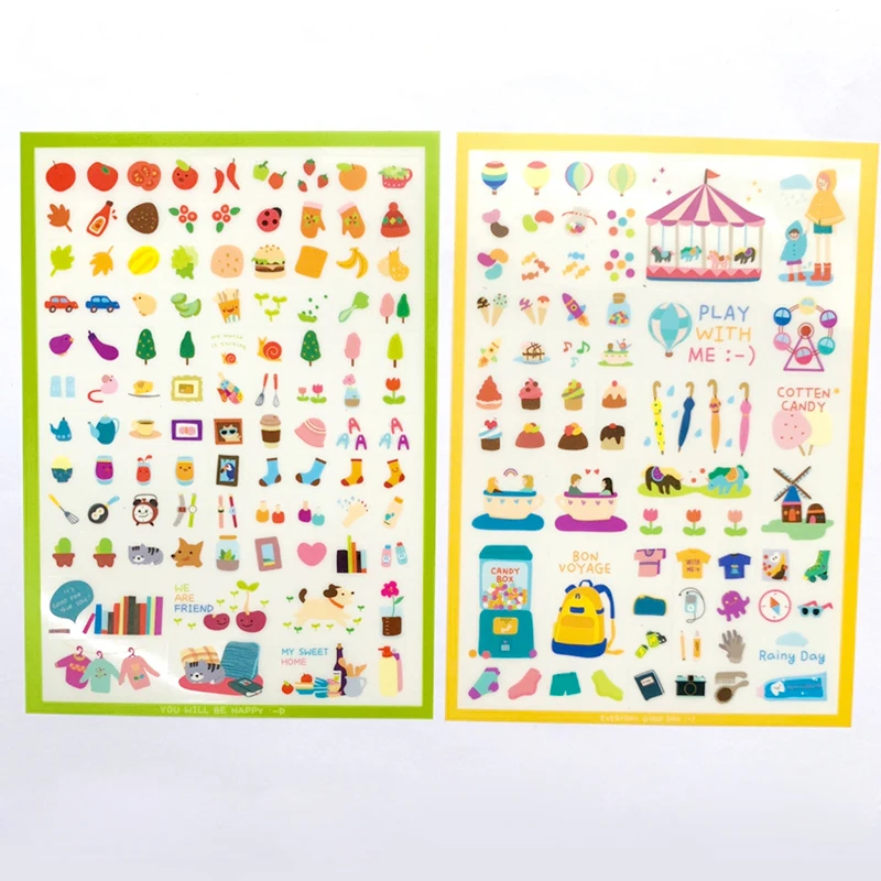 6 Sheets /Pack Cartoon Forest Life Christmas Adhensive Stickers Notebook Album DIY Decoration Stickers Stick Label