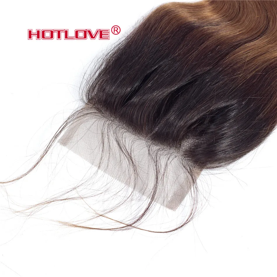 Body Wave Ombre Hair 3 Bundles with Closure 4*4 Lace Closure Extensions Peruvian Non Remy Human Hair T1B/30 Brown Hair Hotlove Body Wave Ombre Hair 3 Bundles with Closure 4*4 Lace Closure Extensions Peruvian Non Remy Human Hair T1B/30 Brown Hair Hotlove