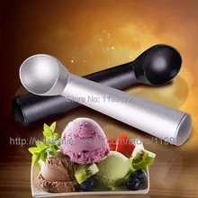 100 шт. 18 см алюминиевый сплав Мороженое Совок Ложка Набор ложек и поварёшек черный, серебристый цвет Цвета рукоятка ковша антипригарной антифриз антипригарным