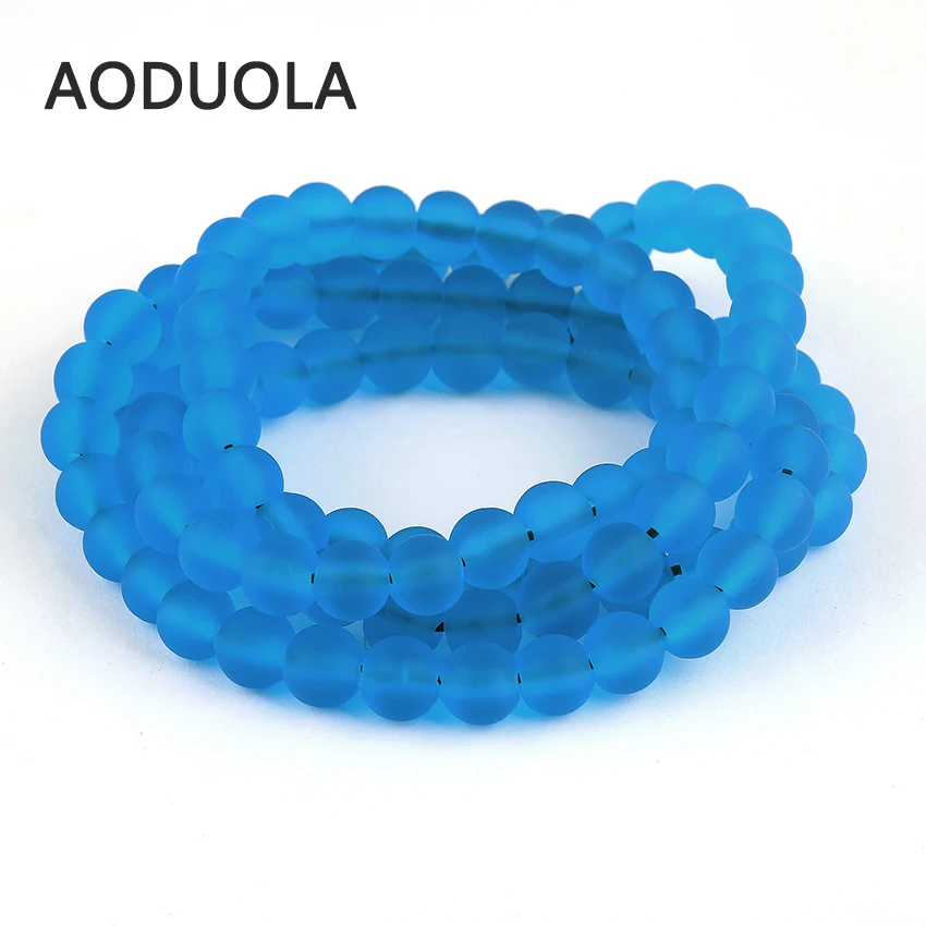

108 Pcs a Lot 8mm Round Sky-Blue Sea Glass Beads for DIY Jewelry Making Supplies Accessories Bead Berloque Bileklik Erkek