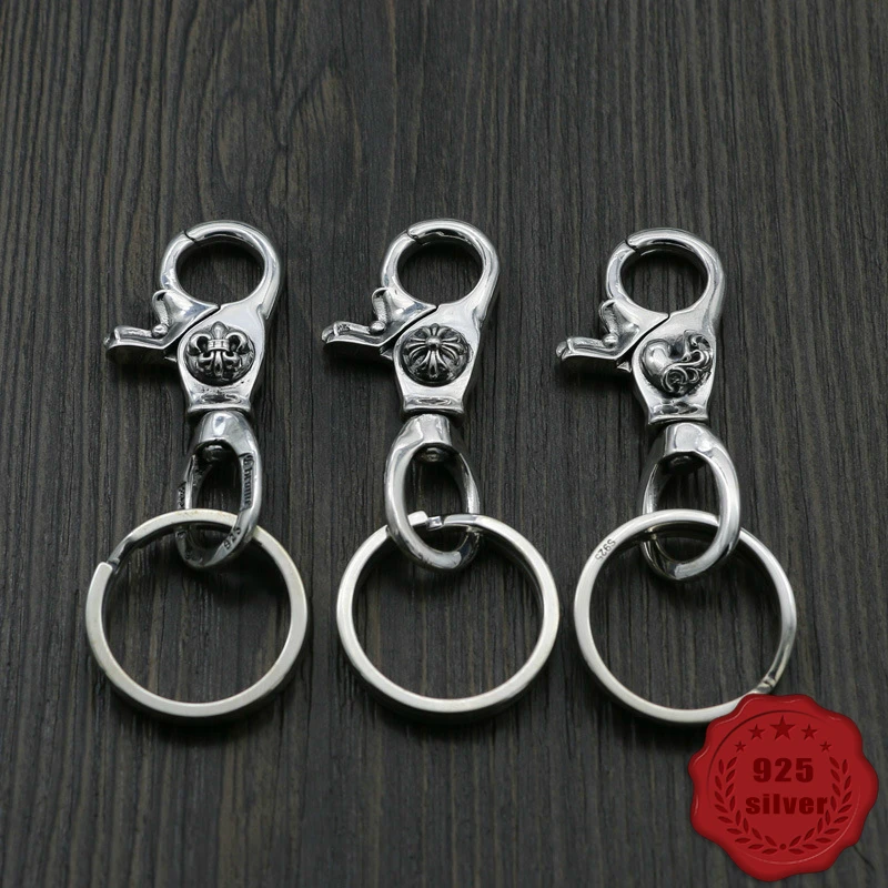 

S925 sterling silver key chain personality fashion punk style accessories cross anchor styling jewelry 2019 new hot sale
