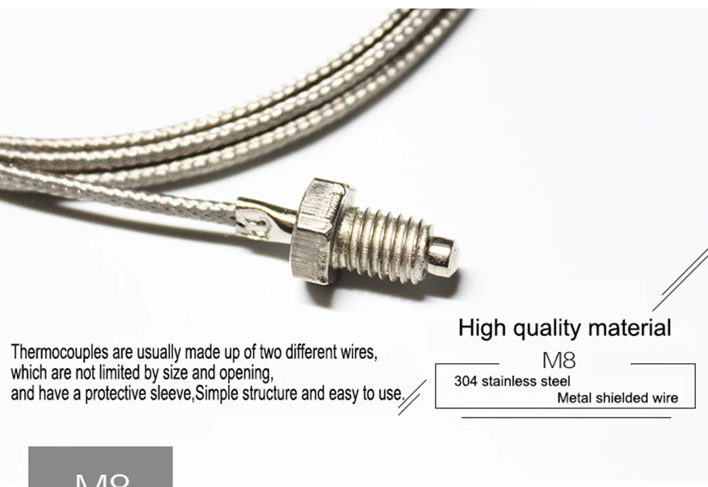 K тип E Тип M6 винтовой тип термопары M8 резьба термостойкость Температурный датчик температурная линия зонд температурная линия