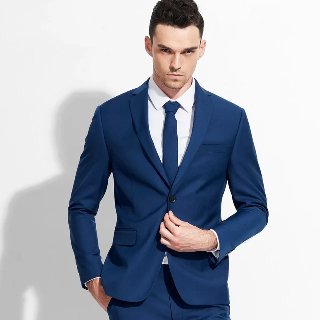 men blazer 50% wool high quality brand mens stage jacket blue business ...