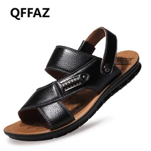 QFFAZ модные мужские сандалии повседневная обувь классические сандалии на плоской подошве Для мужчин s Удобные однотонные мужские пляжные сандалии Лидер продаж дышащая обувь