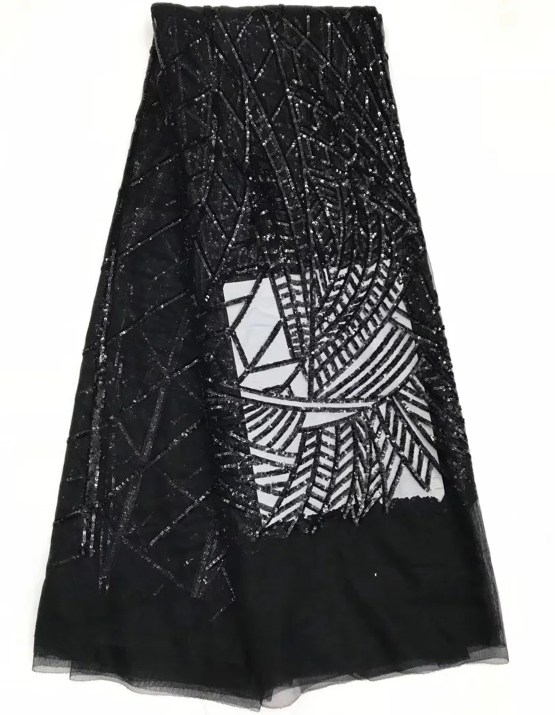 

12 colors (5yards/pc) latest African lace fabric black sequins French net lace fabric high quality for party dress FNS147