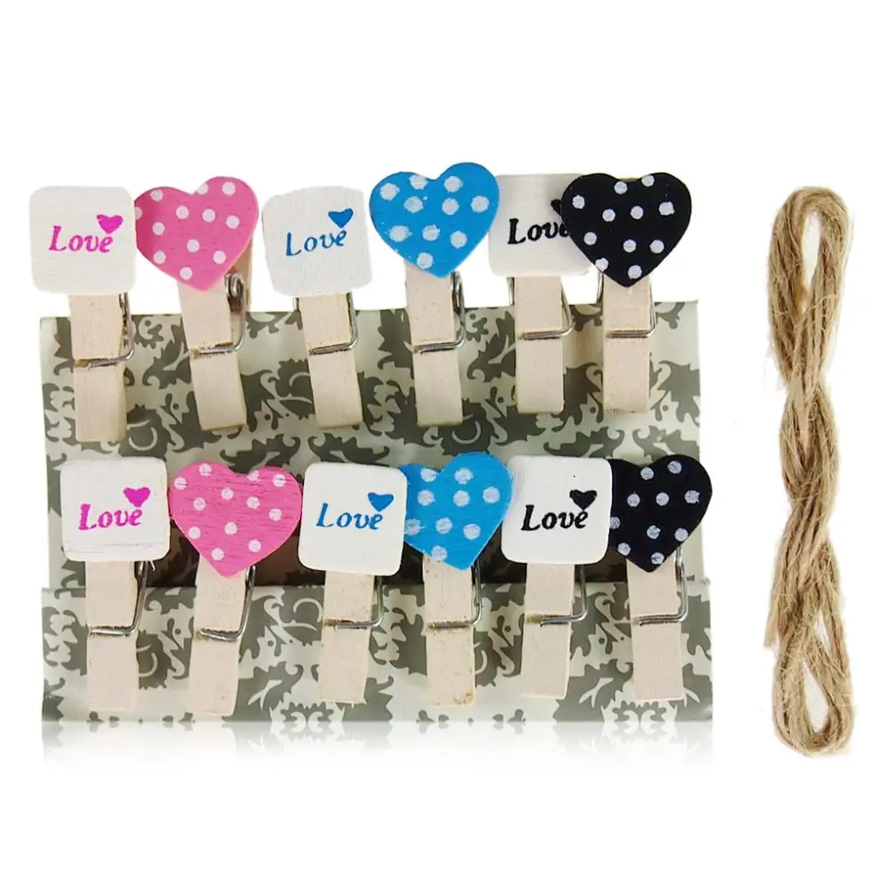 

2016 Lovely Peach Heart Craft Wooden Banner Clips Pegs Prefect for Party Event Wedding Decoration SF414
