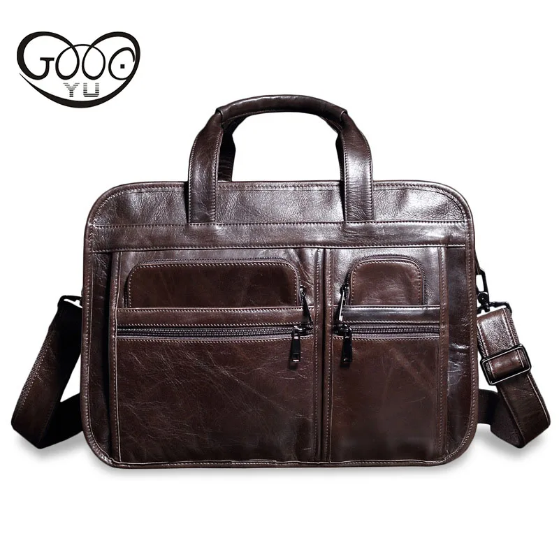 

GOOG.YU Retro oil leather men Genuine Leather bag large capacity briefcase Laptop duffle bag Business famous designer handbags