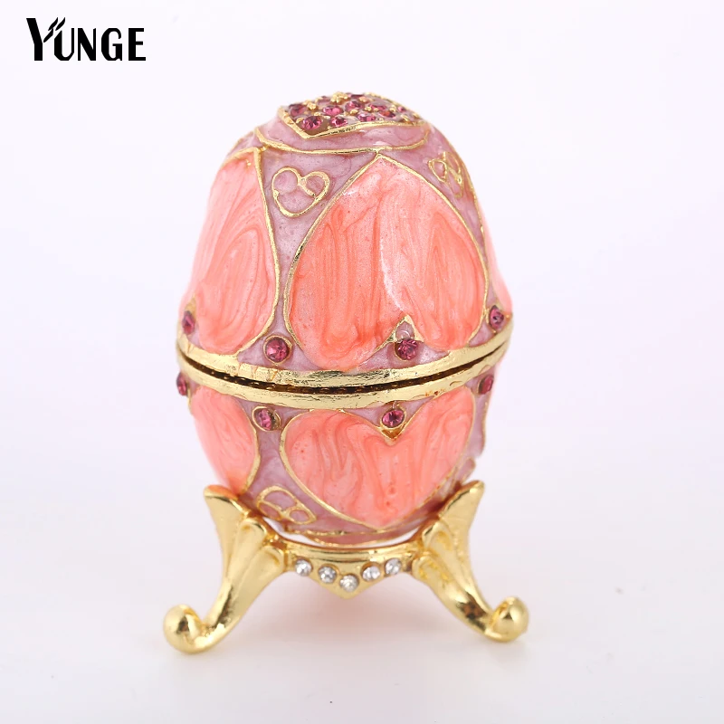 

YUNGE Faberge Egg Jewelry Gift Box Pin Metal Wedding Favors And Gifts Trinket Box decor miniature figurine for Valentine's day
