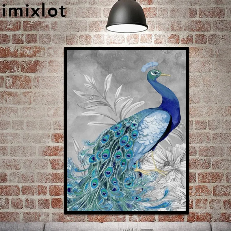 Imixlot Peacock open screen Art Canvas Painting Beautiful Poster Wall
