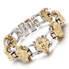 Золотой мужской браслет из нержавеющей стали мужской браслет с головой льва альтернативный браслет с фигуркой велосипеда