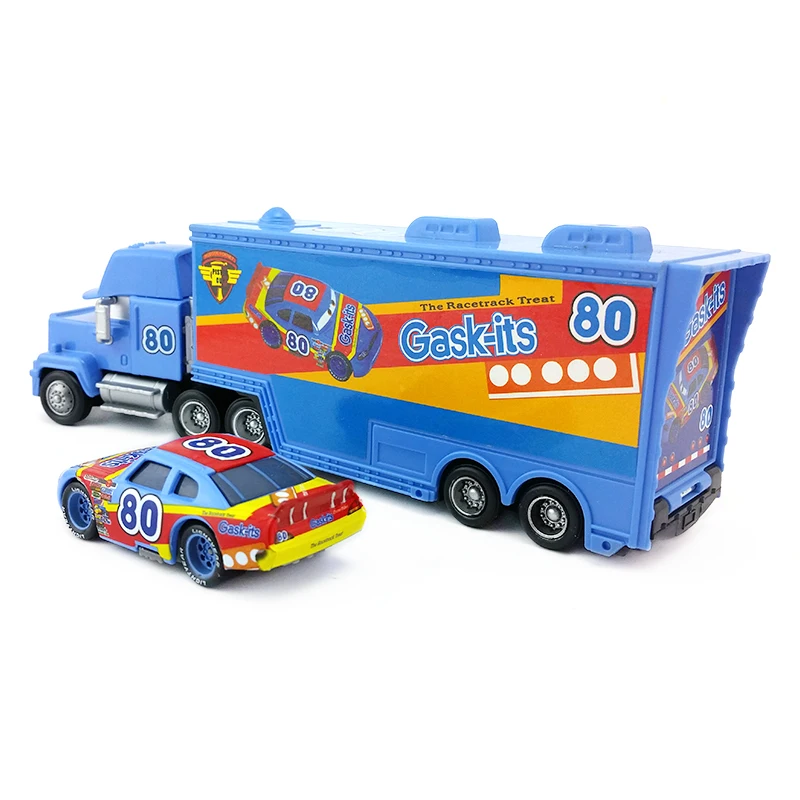 Disney Pixar Cars Mack Uncle & No.80 Gask Its Hauler Diecast Toy Car Loose 1:55 совершенно новый в наличии и