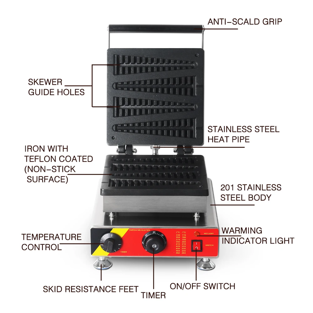 ITOP Коммерческая электрическая вафельница, вафельница для рождественской елки из сосны, вафельница, антипригарная машина для закусок 110 В/220 В