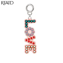 RTATD Genuine Leather Rivet LOVE Letter Design Pendent Bags Lightweight Organizers Fashion Bag Accessories B113
