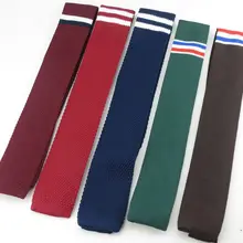 Мужская хан издание плоские узкий галстук много новейший дизайн модные Цвет по выбору красный и белый горизонтальные полосы вязать галстук Скидки