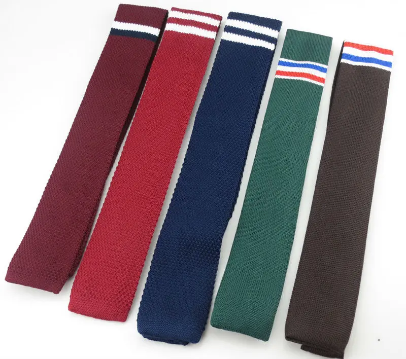 Мужская хан издание плоские узкий галстук много новейший дизайн модные Цвет по выбору красный и белый горизонтальные полосы вязать