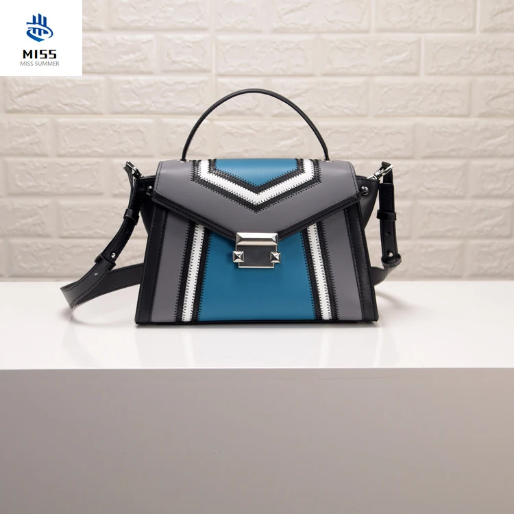 

2019 new ladies spring and summer fashion leather bag ladies shoulder bag bat bag ladies contrast color diagonal handbag