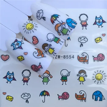 

Nail sticker art decoration cartoon kids cat sun slider adhesive Water Transfer decals manicure lacquer accessoires polish foil