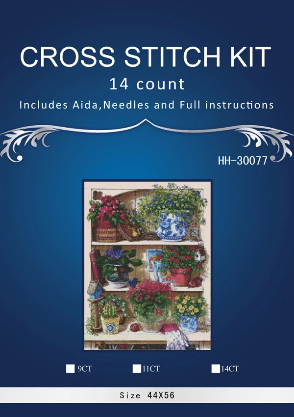 ONEROOM New Fors Embroidery Flowers on the shelf Botany Needlework 14CT Counted Unprinted DMC DIY Cross Stitch Kits Handmade | Дом и сад