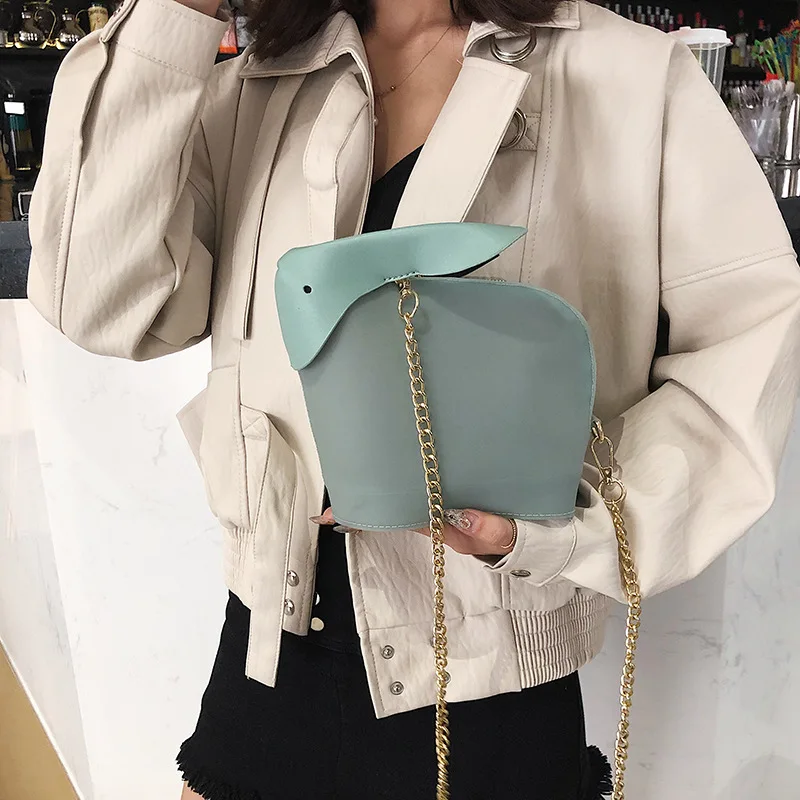 

Summer Transparent Bag For Girls 2019 New Fashion Personality Rabbit Shape Single Shoulder Bag Women Small Chain Slant Bag