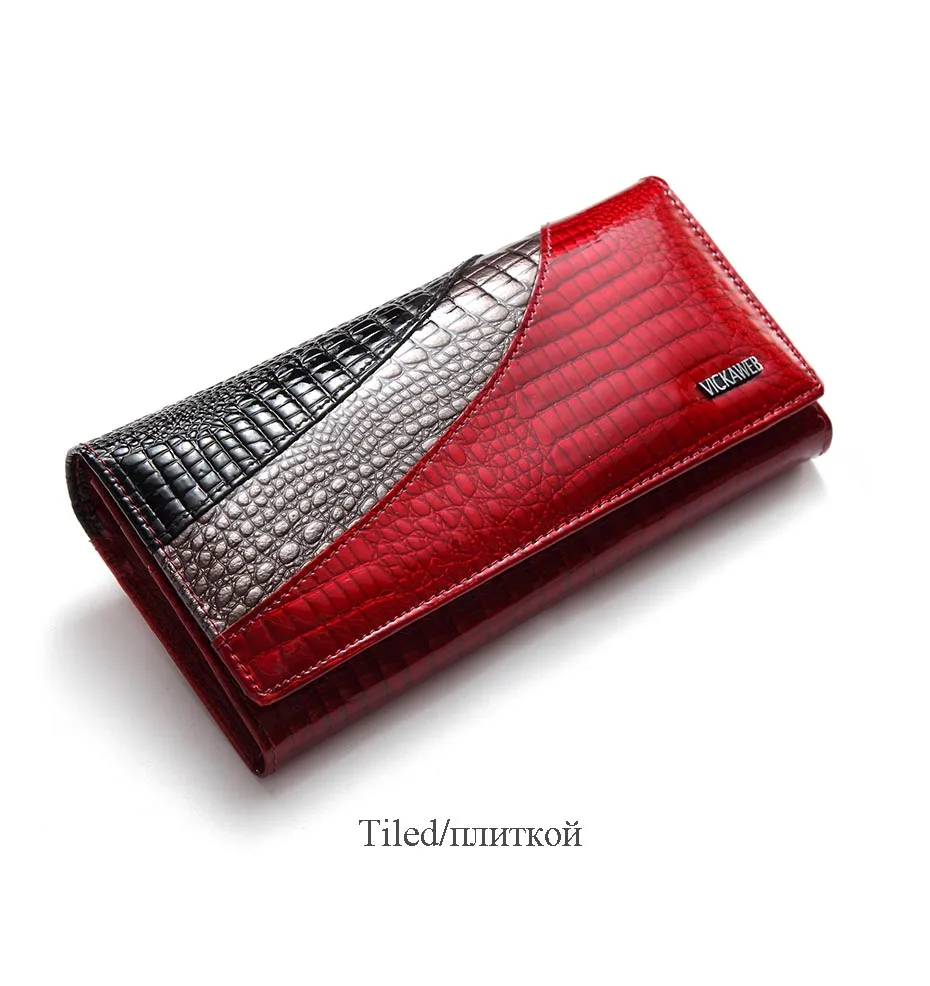 VICKAWEB Wallet Female Patchwork Long Women Wallets Genuine Leather Purses Ladies Vintage Hasp Purse Alligator Standard Wallets-AE150-1-019