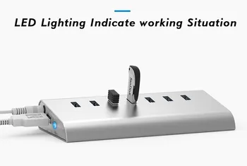 

Aluminum USB 3.0 USB Hub High Transfer Speed 5Gbps 7 port (4* USB3.0 +2*1V 1A + 1*QC2.0) For stereo radiator phone data read