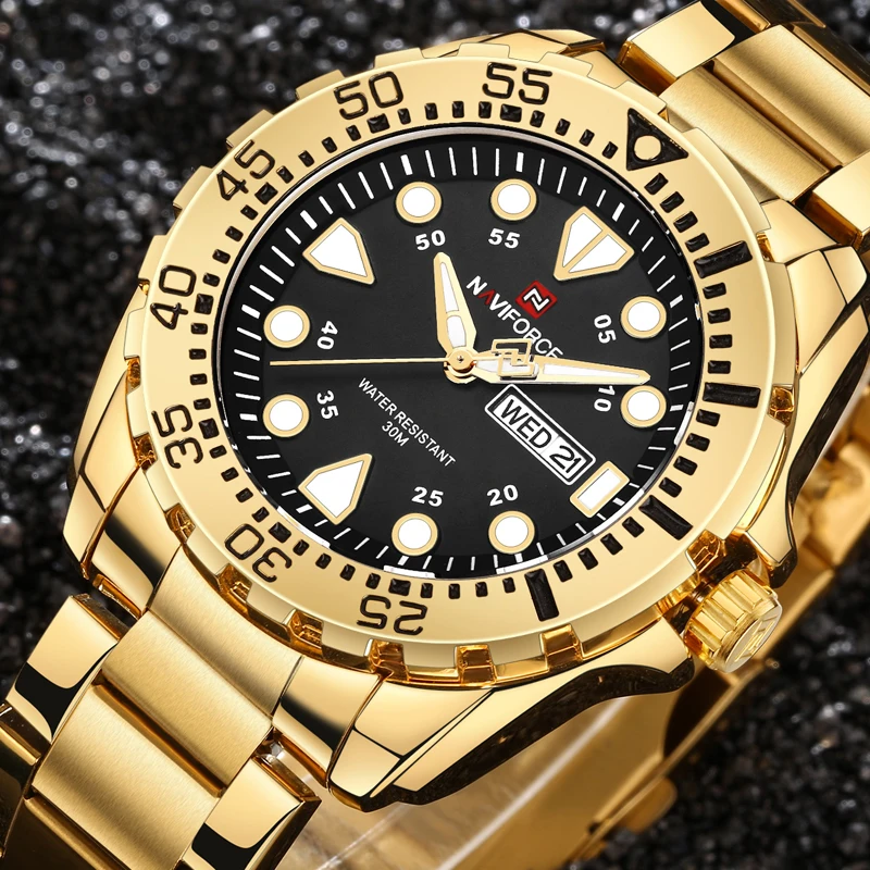 

relogio masculino NAVIFORCE Watches Men Luxury Brand Sport Quartz Watch Men's Waterproof Military Clock Man Full Steel Watch