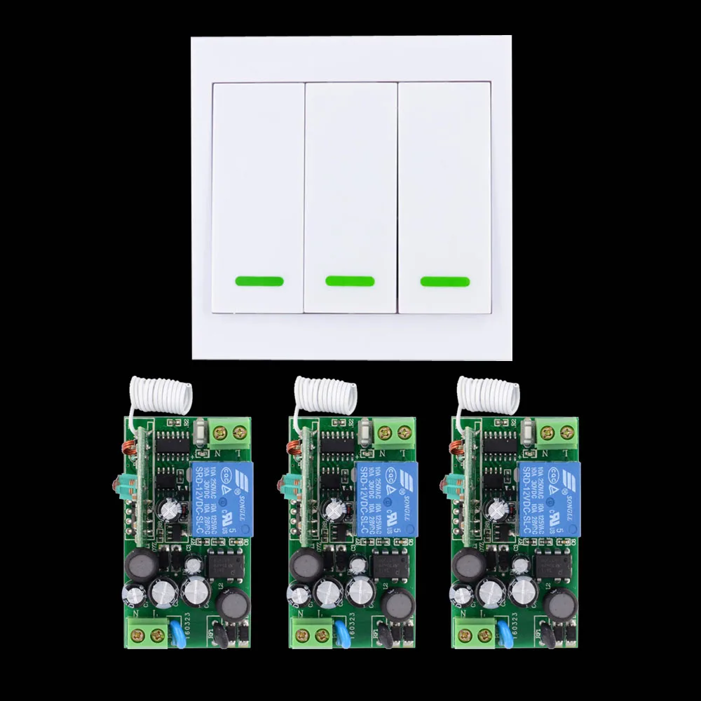 

AC 85V 110V 180V 220V 240V Wide Working Voltage Wireless Remote Light Switch + Wall Remote Control Panel Transmitter