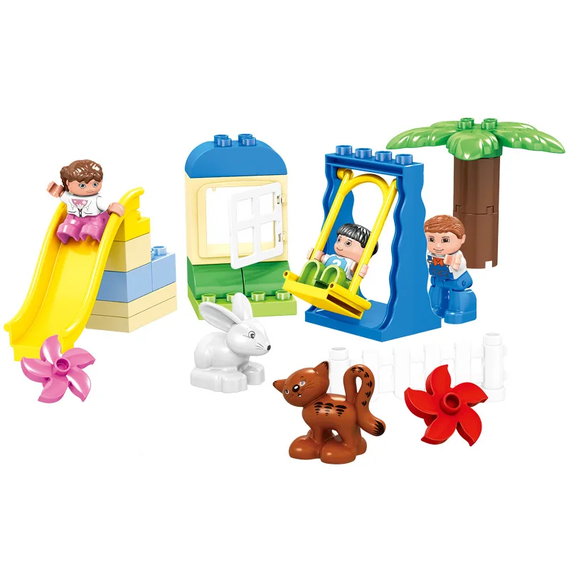 HM072 92pcs large particles Building Blocks family time without box Compatible With Legoe Duploo Toys toys for children