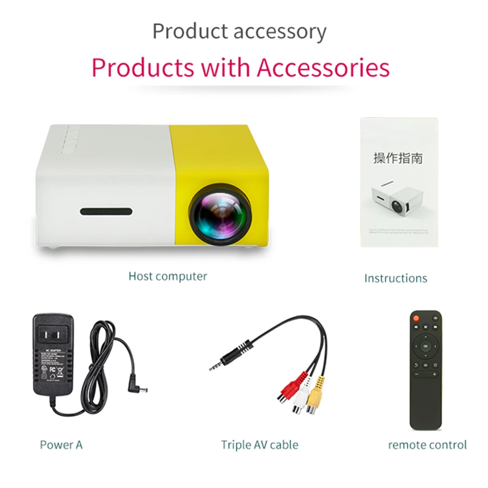 YG300 Mini Portable Projector 1080p Android LED Projector 600 Lumen 3.5mm AUX 320x240 Pixels HDMI USB 3D Home Theater Projector