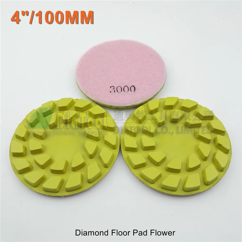 

SHDIATOOL 3pcs 100mm #3000 diamond floor sanding disc Flower type 4" Resin bond diamond floor polishing pads
