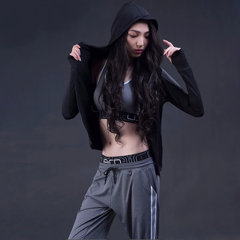 

2019 Spring Autumn Women Sporting Fitness Suits Runway Hoodies Coat+Bra+Pant False Two Piece Set Tracksuit Outfit Women Clothing