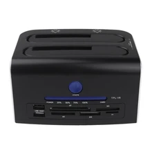 2.5inch 3.5inch Dual SATA USB 3.0 HDD Dock Docking Station USB 2.0 Hub CF SD XD MS TF Card Reader US Plug