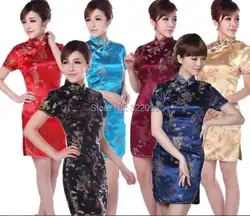 Шанхай история китайский Cheongsam платье Дракон и Феникс QiPao старинные традиционные Костюмы мандарин китайское платье 6 цветов