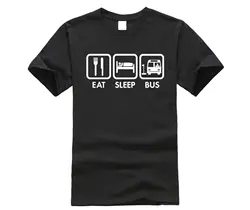 WEELSGAO Пользовательские печатных футболки экипаж шеи короткий Ешьте Сна водитель автобуса дизайн мужские футболки