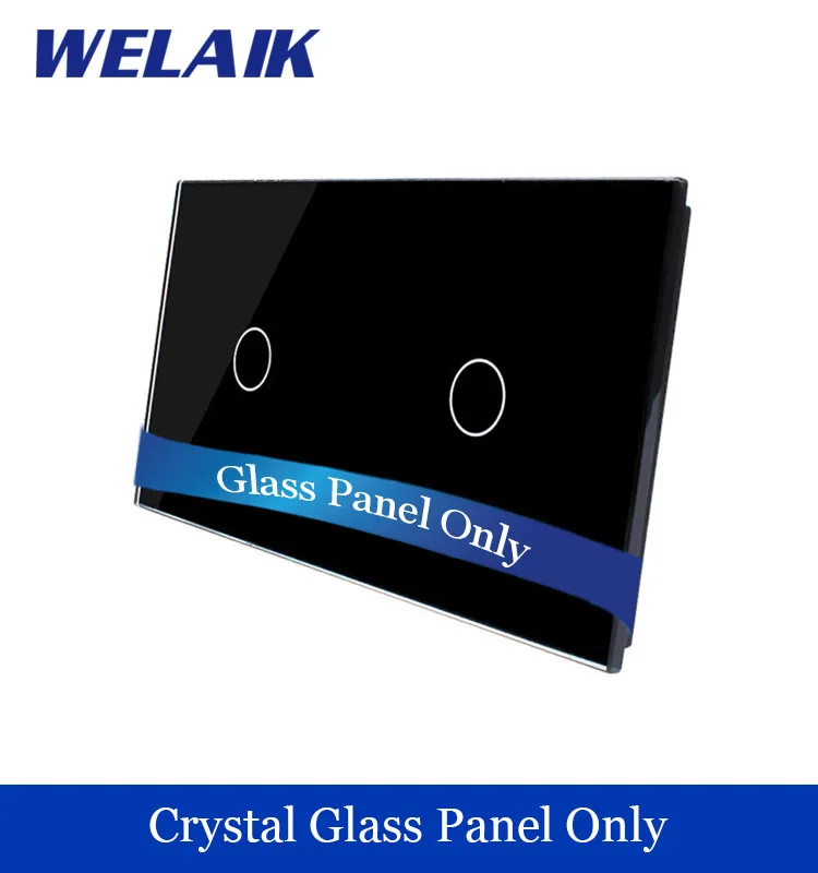 WELAIK Touch Switch DIY Parts Glass Panel Only of Wall Light Switch Black Crystal Glass Panel