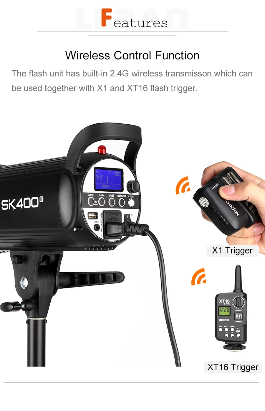 Godox SK400 II 400Ws GN65 Встроенная беспроводная студийная профессиональная вспышка Godox 2,4G для креативной съемки