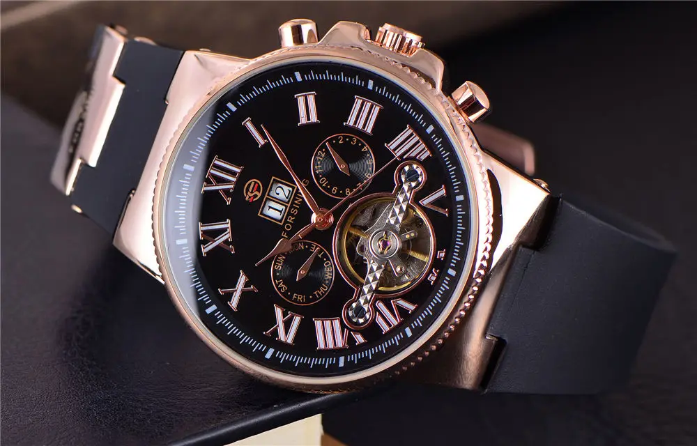 FORSINING Лидирующий бренд, роскошные мужские наручные часы, мужские военные спортивные часы, мужские деловые часы скелетоны, автоматические механические часы