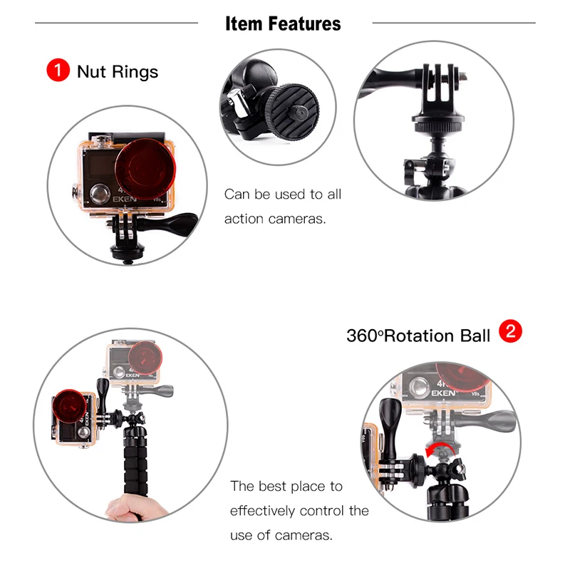 Аксессуары для спортивной экшн камеры Tekcam мини штатив подставка Gopro hero 5/6 SJCAM Xiaomi yi