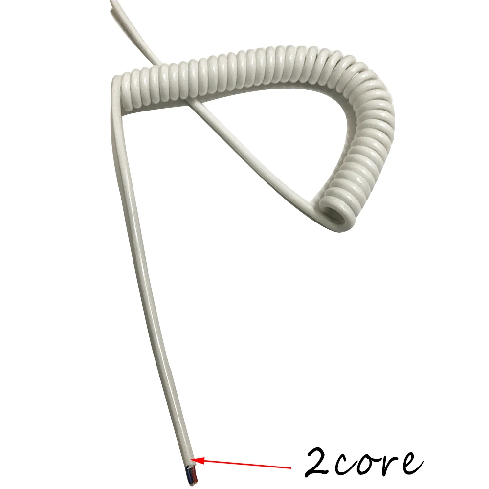 Белый спиральный кабель медный провод спиральный 2x0,75 квадратный гибкий 2 ядра электрический Телескопический спиральный кабель питания Настройка линии