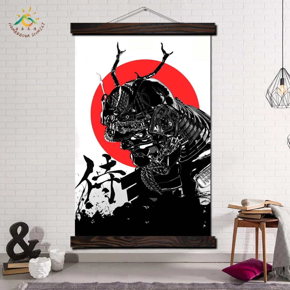 

Black Japan Samurai Modern Canvas Art Prints Poster Wall Painting Scroll Painting Artwork Wall Art Pictures Home Decoration