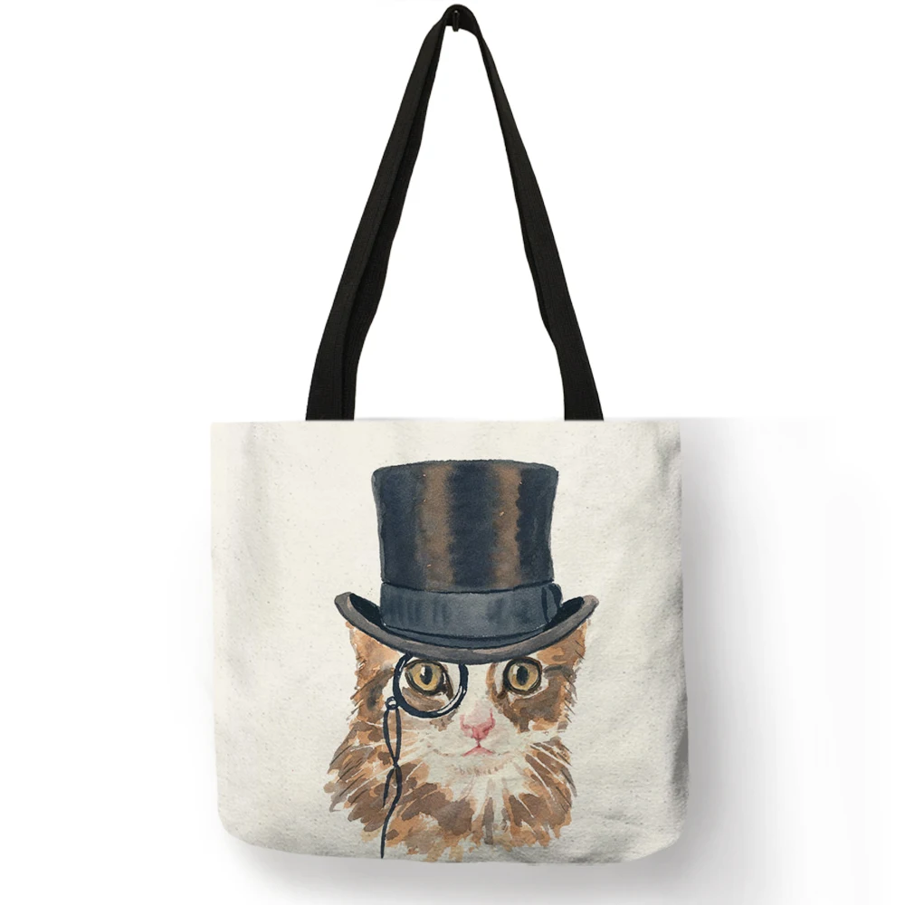 Милая многоразовая сумка для покупок с принтом кота, женские сумки, летняя сумка с короткими ручками, дорожные школьные сумки B06034 - Цвет: 010