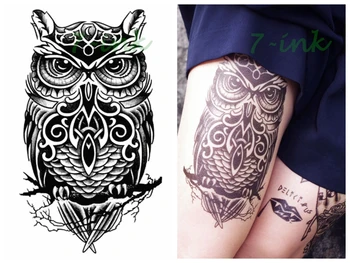 

Waterproof Temporary Tattoo on body big size black owl tattoo 21*14.5cm Water Transfer Fake Tatoo Flash tatto for men women