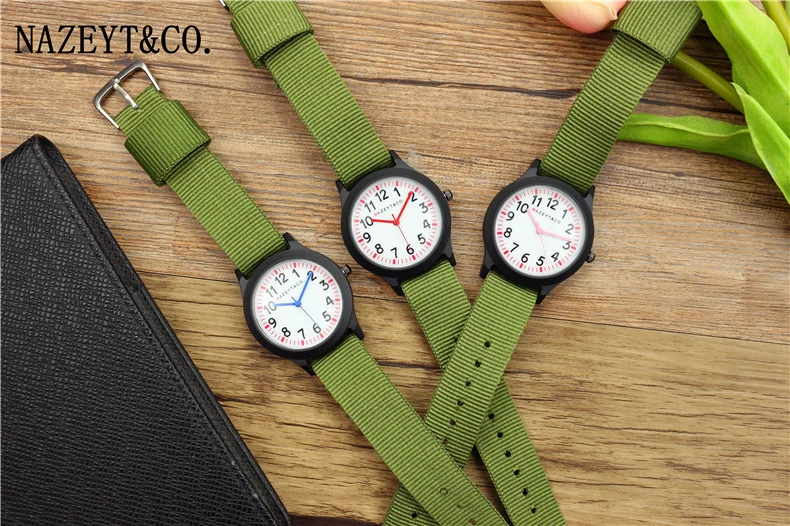 2018 детская армия часы для мальчиков и девочек зеленый ремешок нейлон подарок часы среднего детей милый цвет руки спортивные часы Reloj де regalo