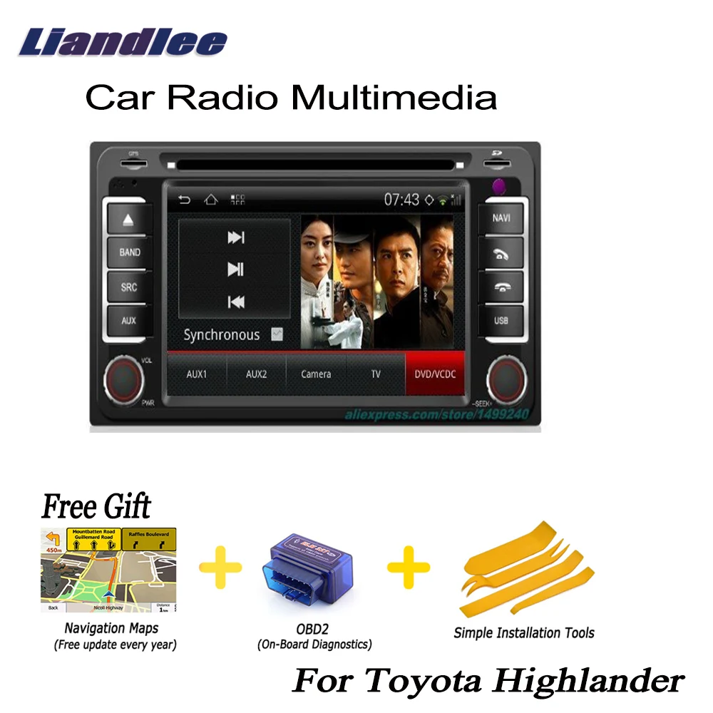 Liandlee For Toyota Highlander 2000 2007 2 din Car Android GPS Navi Navigation Maps Radio CD
