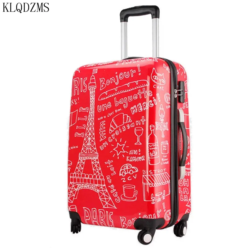KLQDZMS 20/24/2" дюймовый чемодан с принтами Зебра, леопард, багаж на ролликах посадки тележка для багажа колеса