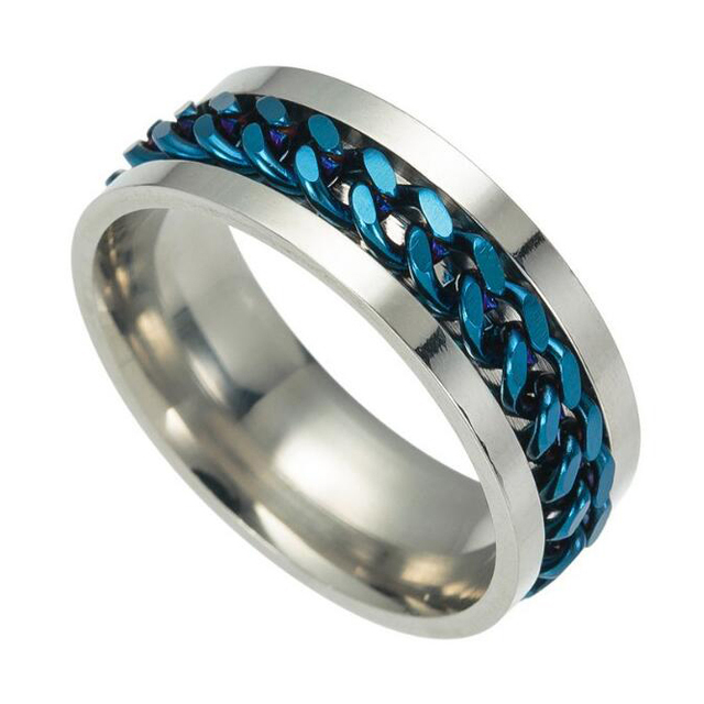Metal Cool Rotatable Men Ring High Quality Spinner Chain  Stainless Steel Punk  Rings Fashion Women Jewelry for Party Gift