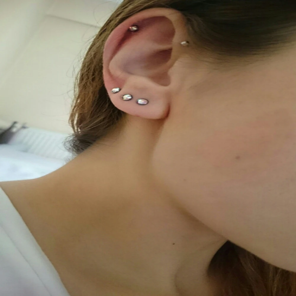 Showlove-Gem Ear Piercing Lip Body Helix Tragus Lobe Barbell Bar Earrings Ear Studs Piercing 3mm&4mm&5mm Choosable - Image 6